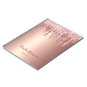 Elegante stilvolle Tropfen aus Kupfergold-Rose Notizblock (Linke Seite)