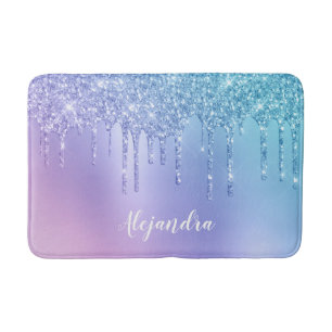 Elegante, stilvolle Tropfen in kichelblau und lila Badematte