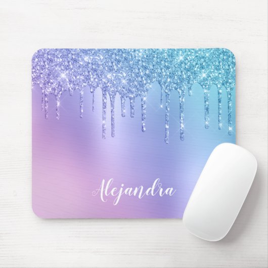 Elegante, stilvolle Tropfen in kichelblau und lila Mousepad (Mit Mouse)