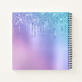 Elegante, stilvolle Tropfen in kichelblau und lila Notizblock (Rückseite)
