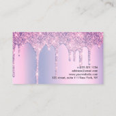 Elegante stilvolle Tropfen mit lila Glitzer Visitenkarte (Rückseite)