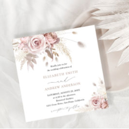 Elegante stilvolle und schicke Dusty-Rose Blumenho Einladung