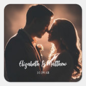 Elegante stilvolle und schicke romantische Hochzei Quadratischer Aufkleber (Vorderseite)