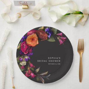 Elegante Stimmung Schwungvolle Herbstliche Blumend Pappteller