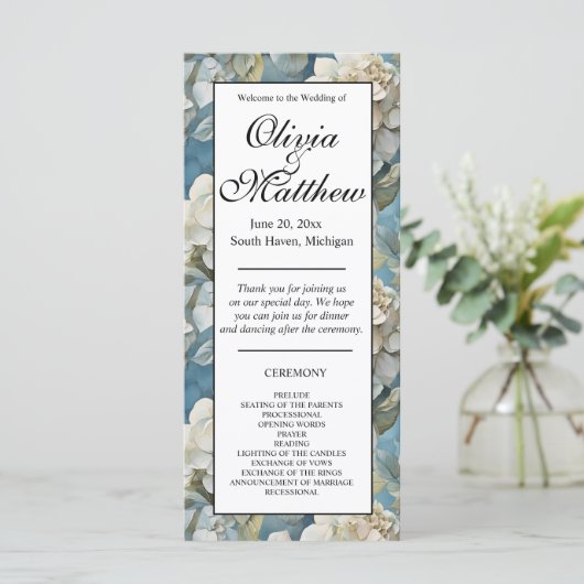 Elegante stimmungsvolle blaue Aquarellblumen (Stehend Vorderseite)