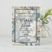 Elegante stimmungsvolle blaue Aquarellblumen Einladung (Stehend Vorderseite)