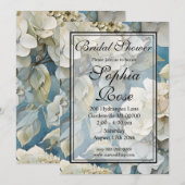 Elegante stimmungsvolle blaue Aquarellblumen Einladung (Vorne/Hinten)