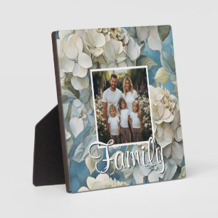 Elegante stimmungsvolle blaue Aquarellblumen Fotoplatte