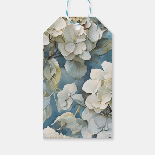 Elegante stimmungsvolle blaue Aquarellblumen Geschenkanhänger (Rückseite)