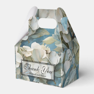 Elegante stimmungsvolle blaue Aquarellblumen Geschenkschachtel