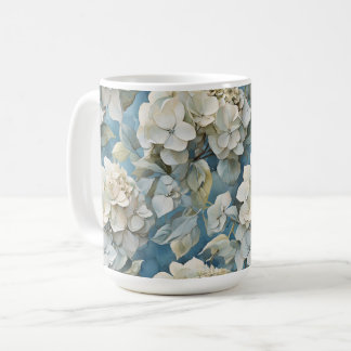 Elegante stimmungsvolle blaue Aquarellblumen Kaffeetasse