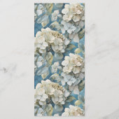 Elegante stimmungsvolle blaue Aquarellblumen Menükarte (Rückseite)