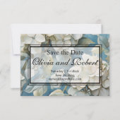 Elegante stimmungsvolle blaue Aquarellblumen Save The Date (Vorderseite)