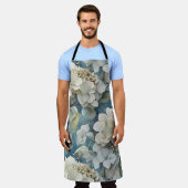 Elegante stimmungsvolle blaue Aquarellblumen Schürze (Getragen)