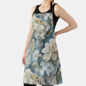 Elegante stimmungsvolle blaue Aquarellblumen Schürze (InSitu)