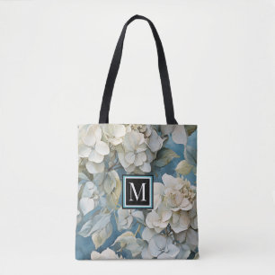 Elegante stimmungsvolle blaue Aquarellblumen Tasche
