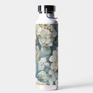 Elegante stimmungsvolle blaue Aquarellblumen Trinkflasche
