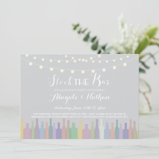 Elegante Stock Die Bar Verlobung Einladung (Stehend Vorderseite)