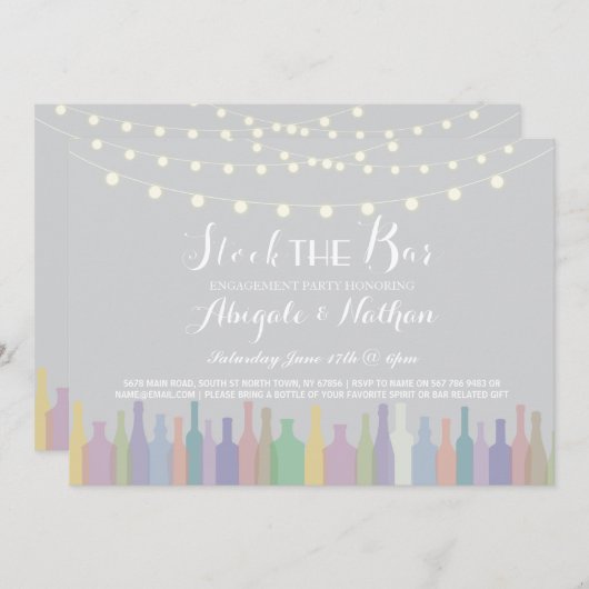 Elegante Stock Die Bar Verlobung Einladung (Vorne/Hinten)