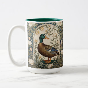 Elegante Stockente, inspiriert von William Morris  Zweifarbige Tasse