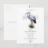 Elegante Stork Baby Shower Einladung Postkarte (Vorne/Hinten)