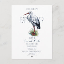 Elegante Stork Baby Shower Einladung Postkarte