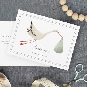 Elegante Stork Gender Neutral Baby Shower Dankeskarte