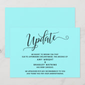 Elegante Stornierung Hochzeit Light Aqua Ankündigu Einladung (Vorne/Hinten)
