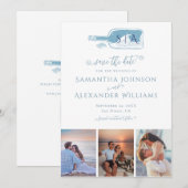 Elegante Strand-Botschaft-in-einer-Flasche Blaue H Save The Date (Vorne/Hinten)