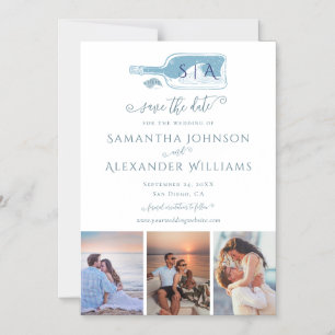 Elegante Strand Hochzeit Dusty Blue Save-the-Date- Magneteinladung