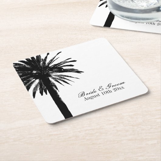 Elegante Strand-Hochzeit in Rechteckiger Pappuntersetzer (angewinkelt)