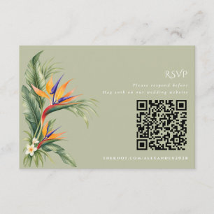 Elegante Strand-Hochzeit Zielort RSVP QR Code Begleitkarte
