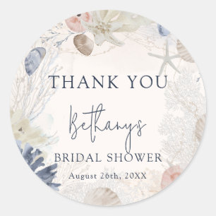 Elegante Strand Nautilus Brautparty Dankeschön Runder Aufkleber