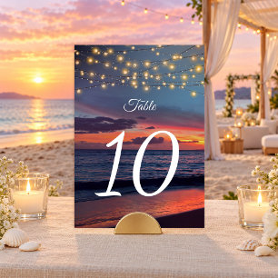 Elegante Strand-Sonnenuntergangs-Lichterkette Somm Tischnummer