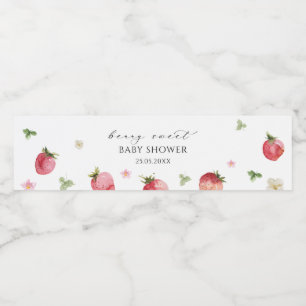 Elegante Strandcolor Strawberry Baby Shower Wasserflaschenetikett