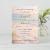 Elegante Strandhochzeit - Einladung (Stehend Vorderseite)