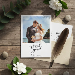 Elegante Strandhochzeit Foto Danksagungskarte Einladung