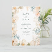 Elegante Strandhochzeit Foto Save The Date (Stehend Vorderseite)