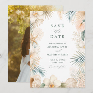 Elegante Strandhochzeit Foto Save The Date