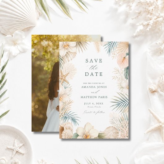 Elegante Strandhochzeit Foto Save The Date