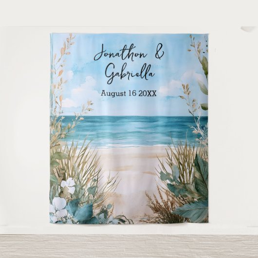 Elegante Strandhochzeit Hintergrund  Wandteppich (Vorderseite)
