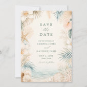 Elegante Strandhochzeit mit Küstenstreifen  Save The Date (Vorderseite)