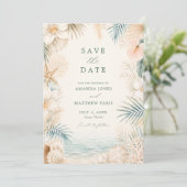 Elegante Strandhochzeit mit Küstenstreifen  Save The Date (Stehend Vorderseite)