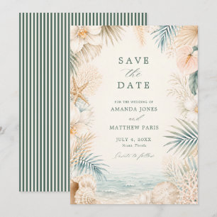 Elegante Strandhochzeit mit Küstenstreifen  Save The Date