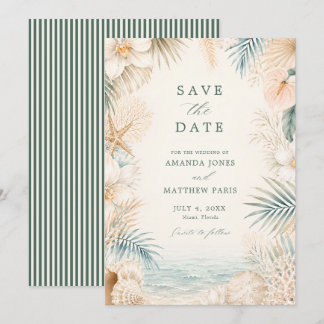 Elegante Strandhochzeit mit Küstenstreifen Save The Date