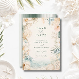Elegante Strandhochzeit mit Küstenstreifen  Save The Date