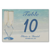 Elegante Strandhochzeit Tischnummer (Vorderseite)