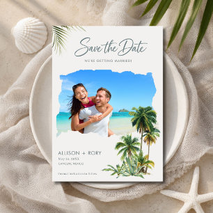 Elegante Strandhochzeits-Foto Save-the-Date-Karte Save The Date