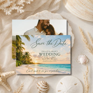 Elegante Strandhochzeitsfoto  Save The Date