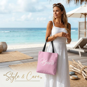 Elegante Strandtextur-Markierung Soft Pink Tote De Tasche